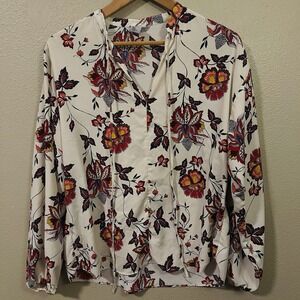 H & M Whimsy Floral Tie Front Blouse Boho Western Women's‎ Size 6  - Generous